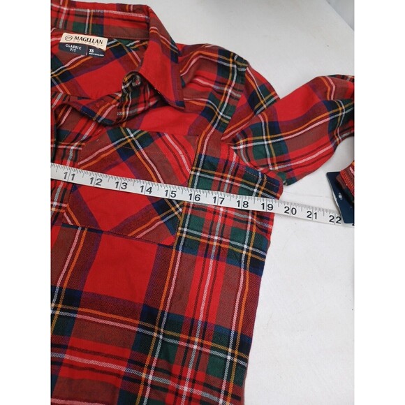 Magellan Outdoors Classic Fit White Red Plaid Button Front Shirt Womens Sz XS - Picture 6 of 10